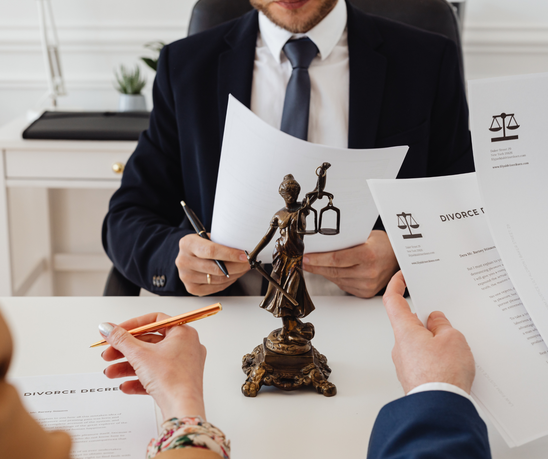 Profissional de Direito concentrado diante de seus clientes, representando foco e motivação impulsionados pelo coaching jurídico.